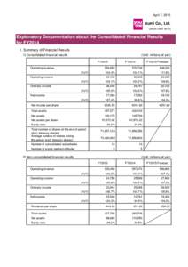 April 7, 2015  Izumi Co., Ltd. (Stock Code: Explanatory Documentation about the Consolidated Financial Results