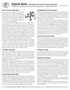 Organic Bytes · Newsweekly of the Organic Consumers Association Condensed version · Read the full version online: organicconsumers.org/bytes/ob420.html #420 · April 11, 2014  Send in the (Pro-GMO) Clowns