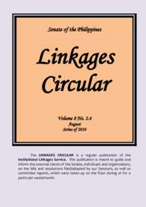 Senate of the Philippines  Linkages Circular Volume 8 No. 2.4 August
