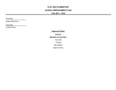 FLAT GAP ELEMENTARY SCHOOL IMPROVEMENT PLAN Year[removed]Tracy May Responsible Person