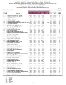 ARIZONA GROUND AMBULANCE SERVICE RATE SCHEDULE ARIZONA DEPARTMENT OF HEALTH SERVICES, Bureau of Emergency Medical Services and Trauma System 150 North 18th Avenue, Suite 540, Phoenix, AZ, [removed]Phone: ([removed] - 