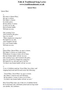 Folk & Traditional Song Lyrics - Queen Mary