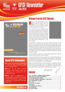 GFSI Newsletter July 2012 Welcome From the GFSI Chairman  W