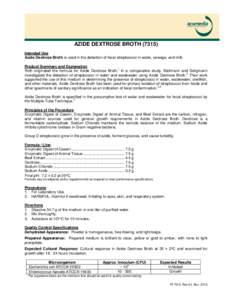 Azide Dextrose Broth Product Information Page