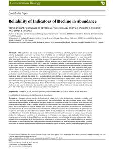 Contributed Paper  Reliability of Indicators of Decline in Abundance ERIN J. PORSZT,∗ § RANDALL M. PETERMAN,∗ NICHOLAS K. DULVY,† ANDREW B. COOPER,∗ AND JAMES R. IRVINE‡ ∗