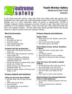 Health / Sports clothing / Gloves / Hazard analysis / Job safety analysis / Personal protective equipment / Young worker safety and health / Michigan Occupational Safety and Health Administration / Occupational safety and health / Clothing / Safety