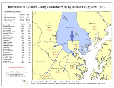 Distribution of Baltimore County Commuters Working Outside the City[removed]Baltimore County Workers Baltimore County* Other Counties**  Com m uters To