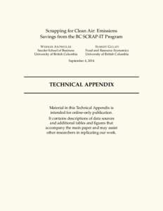 Scrapping for Clean Air: Emissions Savings from the BC SCRAP-IT Program W ERNER A NTWEILER Sauder School of Business University of British Columbia