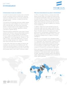 Fact sheeT  Criminalization Criminalization of same-sex relations