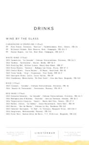 DRINKS WINE BY THE GLASS	 CHAMPAGNE & SPARKLING (125ml) NV NV