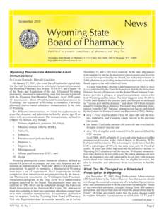News  September 2010 Wyoming State Board of Pharmacy