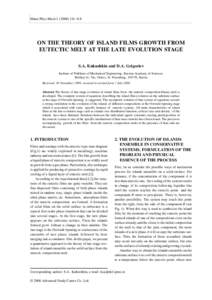 On the Theory of Island Mater.Phys.MechFilmsGrowth from Eutectic Melt at the Late Evolution Stage