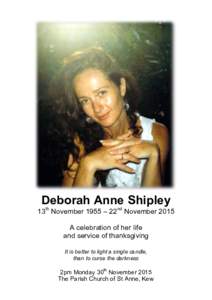 Microsoft Word - Deborah Shipley Order of Service w pics.docx