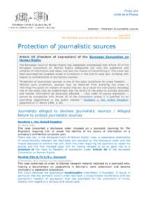 European Convention on Human Rights / Human rights / Freedom of information legislation / Freedom of the press / Law / Mikheyev v. Russia / Human rights in the United Kingdom / Freedom of expression / Journalism sourcing / Protection of sources