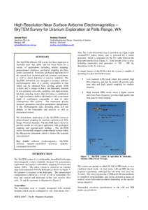 High-Resolution Near Surface Airborne Electromagnetics – SkyTEM Survey for Uranium Exploration at Pells Range, WA