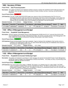 LPO Summary Report for the 1st quarter of[removed]Secretary Of State Project Name:  Data Processing System