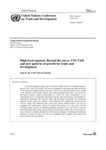 High-level segment: Beyond the curve: UNCTAD and new patterns of growth for trade and development