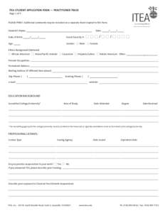 ITEA STUDENT APPLICATION FORM — PRACTITIONER TRACK Page 1 of 3 PLEASE PRINT. Additional comments may be included on a separate sheet stapled to this form. Student’s Name: _____________________________________________