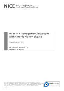 Anaemia management in people with chronic kidney disease Issued: February 2011