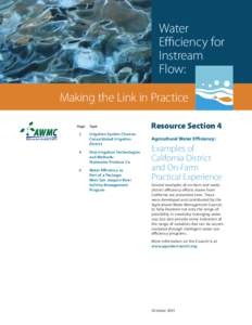 Water Eﬃciency for Instream Flow: Making the Link in Practice Topic