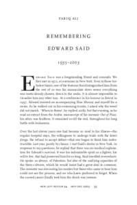 tariq ali  REMEMBERING EDWARD SAID 1935–2003
