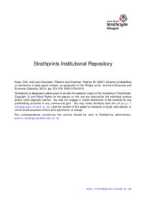 Strathprints Institutional Repository  Koop, G.M. and Leon-Gonzalez, Roberto and Strachan, Rodney W[removed]Dynamic probabilities of restrictions in state space models: an application to the Phillips curve. Journal of Bu