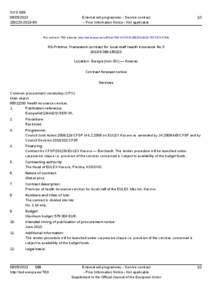 RS-Pristina: Framework contract for local staff health insurance No 3