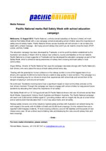 Media Release  Pacific National marks Rail Safety Week with school education