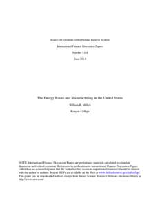 The Energy Boom and Manufacturing in the United States
