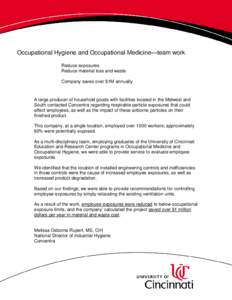 Occupational Hygiene and Occupational Medicine