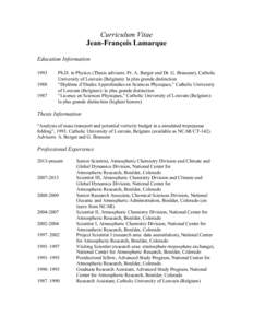 Curriculum Vitae Jean-François Lamarque Education Information[removed]