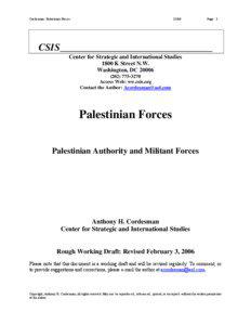 Cordesman: Palestinian Forces[removed]