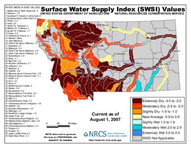 RIVER INDEX & SWSI VALUES  Surface Water Supply Index (SWSI) Values 1 Marias above Tiber Reservoir -4 2 Tobacco -1.9