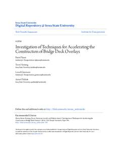 Investigation of Techniques for Accelerating the Construction of Bridge Deck Overlays