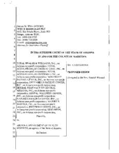 1 Steven M. White(#[removed]WHITE BERBERIAN PLC 2 60 E. Rio Salado Pkwy., Suite[removed]Tempe, Arizona[removed]Tel: {480} [removed]