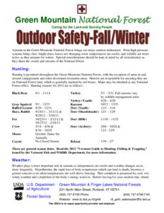 New England / Green Mountain National Forest / Hunting / Camping / Sam Houston National Forest / Vermont / Survival skills / Geography of the United States