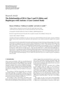 The Relationship of HLA Class I and II Alleles and Haplotypes with Autism: A Case Control Study