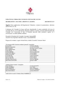 ESTRATTO DAL VERBALE DEL CONSIGLIO COMUNALE DELDELIBERAZIONE NCPROPOSTA NARGOMENTO N.873  Oggetto: Prima applicazione del Regolamento Urbanistico: variante di manutenzione. Adozio