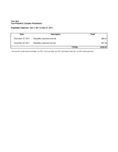 Tom Vice Vice-President, Complex Resolutions Hospitality Expenses - Dec 7, 2011 to Dec 31, 2011 Date