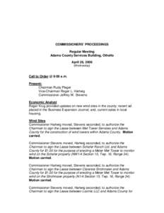 COMMISSIONERS’ PROCEEDINGS Regular Meeting Adams County Services Building, Othello April 26, 2006 (Wednesday)