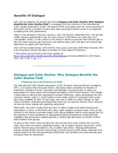 Benefits Of Dialogue Info-Cult has added to its website the article Dialogue and Cultic Studies: Why Dialogue Benefits the Cultic Studies Field*, a message from the Directors of the International Cultic Studies Associati
