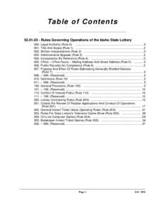 IDAPA 52 - Idaho State Lottery Commission.book