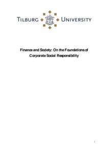 Finance and Society: On the Foundations of Corporate Social Responsibility 1  2