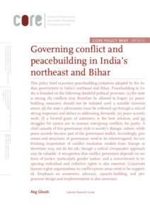 CORE POLICY BRIEF[removed]Peace Research Institute Oslo (PRIO) PO Box 9229 Grønland, NO-0134 Oslo, Norway Visiting Address: Hausmanns gate 7  Governing conflict and