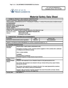 Page 1 of 4 – GALANTAMINE HYDROBROMIDE Oral Solution  IN CASE OF EMERGENCY Emergency Phone: ([removed]Material Safety Data Sheet