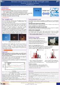 Aerosol-cloud interaction in the twilight zone Nicolae Ajtai, Fabio Madonna, Aldo Amodeo  Istituto di Metodologie per l’Analisi Ambientale, Consiglio Nazionale delle Ricerche, 85050 Tito Scalo 