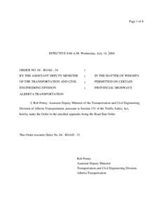 Page 1 of 8  EFFECTIVE 8:00 A.M. Wednesday, July 14, 2004 ORDER NO[removed]ROAD - 34