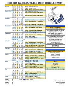 [removed]CALENDAR: WILSON CREEK SCHOOL DISTRICT August September  M