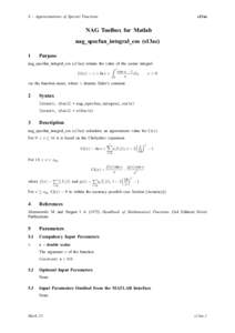 S – Approximations of Special Functions  s13ac NAG Toolbox for Matlab nag_specfun_integral_cos (s13ac)