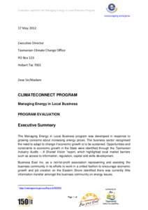 Evaluation report for the Managing Energy in Local Business Program  encouraging enterprise 17 May 2012